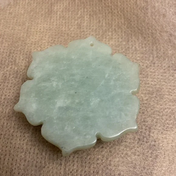Natural Jadeite Rose Carved Flower Charm Piece Only Jewelry. - Picture 2 of 2
